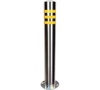 MYUYEE Delineator Post Cone Driveway Caution Sign 24 Inch Stainless Steel Bollard Post with Reflective Strips Parking Blocker Barriers Safety Bollards for Parking,Silver 1Pcs-H60cm/23.6in