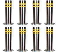 MYUYEE Delineator Post Cone Driveway Caution Sign 24 Inch Stainless Steel Bollard Post with Reflective Strips Parking Blocker Barriers Safety Bollards for Parking,Silver 8Pcs-H60cm/23.6in
