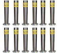 MYUYEE Delineator Post Cone Driveway Caution Sign 24 Inch Stainless Steel Bollard Post with Reflective Strips Parking Blocker Barriers Safety Bollards for Parking,Silver 12Pcs-H60cm/23.6in