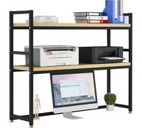 MYUYEE Desktop Bookcase For Computer Desk, Adjustable 2 Tier Multipurpose Wood Countertop Hutch Bookshelf, Display Shelf For Office Home Dorm (C 55CM)