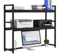 MYUYEE Desktop Bookcase For Computer Desk, Adjustable 2 Tier Multipurpose Wood Countertop Hutch Bookshelf, Display Shelf For Office Home Dorm (B 55CM)