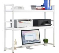 MYUYEE Desktop Bookcase For Computer Desk, Adjustable 2 Tier Multipurpose Wood Countertop Hutch Bookshelf, Display Shelf For Office Home Dorm (D 55CM)