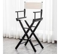 MYUYEE Director'S Chair Wood Taburete Plegable Folding Makeup Artist Chair Foldable Height Stool (Beige 75Cm)