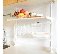 MYUYEE Dish Drying Rack Hanging Dish Drying Rack, Height Adjustable Metal Kitchen Supplies Storage Shelf Betweeen Cabinet And Countertop Sturdy Standing Space Saver H(H19.7In26.8In-24.4In/62Cm)