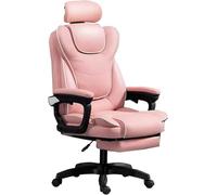 MYUYEE Ergonomic Executive Office Chair with Foot Rest, Gaming High Back Design, Lumbar Support, Adjustable PU Leather, Task Chair with Arms - Ideal for Office Work and Gaming (Pink)
