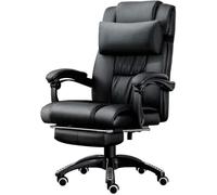 MYUYEE Ergonomic Leather Padded Footrest Lumbar Cushion Height Adjustable Computer Office Chair With Executive Swivel Desk Task Chairs For Meeting Room