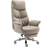 MYUYEE Executive Recline Home Office Desk Chair Ergonomic High Back Swivel Task Leather Computer Chairs With Retractable Footrest For Conference Room Living (Brown One Size)