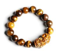 MYUYEE Feng Shui Wealth Bracelet Tiger Eye Stone Pi Xiu Bracelet Gem Crystal Bracelet Evil Eye Jewelry Talisman Pi Yao Carrying Coin for Wealth Building Against Evil Spirits Windfall (8mm)