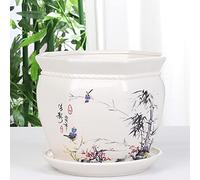MYUYEE Flower Pots Outside Ceramic Pots Octagonal Bonsai Pots Outdoor Indoor Garden Planters Plant Containers With Drain Hole Suitable For All House Plants (Style 1,Style 1-21cm