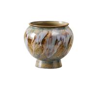 MYUYEE flowerpots Household Retro Chinese Flow Glaze Tall Planter Green Plant Pot Living Room Ornament Planter ceramic plant pots (Green),