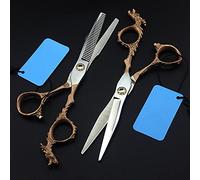 MYUYEE Hair Cutting Scissors, 6 Inch Professional Japan 440C D Dragon Set Cutting Barber Haircut Thinning Shears Hairdressing Scissors By (Gold)