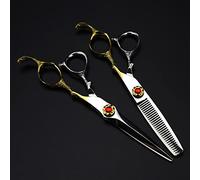 MYUYEE Hair Cutting Scissors, 6Inch Professional Japan 440C Upscale Scissor Snake Cut Hair Scissors Cutting Barber Haircut Thinning Shears Hairdresser Scissors (Set)