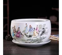 MYUYEE Hand Painted Ceramic Plants China Style Flower Pot Indoor Outdoor Garden Use With Drip Tray Vase Chinese Classical Flower Pot Specialty (E 25 * 14CM),E-25 * 14CM
