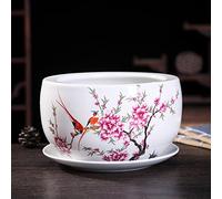 MYUYEE Hand Painted Ceramic Plants China Style Flower Pot Indoor Outdoor Garden Use With Drip Tray Vase Chinese Classical Flower Pot Specialty (G 25 * 14CM),G-25 * 14CM