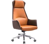 MYUYEE Heavy Duty Ergonomic High Back Leather Comfortable Executive Office Chair With Arms Desk Computer Work Chairs For Reading Meeting Room Bedroom(Orange)