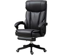 MYUYEE High Back Executive Boss Chair Footrest Lumbar Support Comfortable Wheels Luxury Task Leather Office Chairs For Long Hours Gaming Home Work