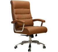 MYUYEE High-Back Executive Office Chair Ergonomic Leather Reclining Desk Chair 330Lb Capacity Swivel Computer Chair For Workstation Conference Room Comfort (Camel)