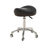 MYUYEE Hydraulic Saddle Stool with Wheels,Leather Rolling Salon Chair,Height Adjustable 49-63cm,for Massage Salon Hairdressers Home Office,Bearing Weight 440lbs (Black)