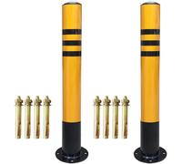 MYUYEE Isolation Pile Parking Guardrails 2 Security Posts for Driveways Metal Parking Barrier Reflective Tape Car Security Parking Bollards,76x500mm