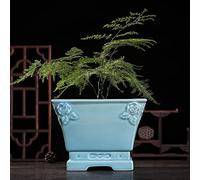 MYUYEE Jingdezhen Ceramic Flower Pot Bowl Lotus Lotus Flower Pot Green Dill Succulent Potted Plant Chinoiserie Ice Crack Flower Pot (A),A