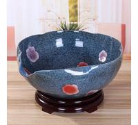 MYUYEE Jingdezhen Ceramic Flower Pot Chinoiserie Blue And White Porcelain Non-porous Pot Planter Large Goldfish Tank Turtle Tank Water Lily Narcissus Green Basket,D