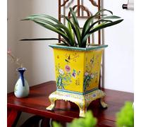 MYUYEE Jingdezhen Ceramic Succulent Flower Pots Chinoiserie Square Pottery Pots For Indoor Outdoor Plants Decorative Ceramic Vase For Flower Arrangement Home Decor,A