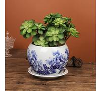 MYUYEE Jingdezhen Ceramics Hand-painted Blue And White Porcelain Flower Pots Chinoiserie Orchids Special Pots Green Dills Copper Money Grass Bowl Lotus Flower Pots,C-without holes