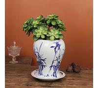 MYUYEE Jingdezhen Ceramics Hand-painted Blue And White Porcelain Flower Pots Chinoiserie Orchids Special Pots Green Dills Copper Money Grass Bowl Lotus Flower Pots,A-with holes
