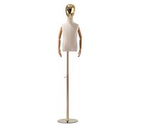 MYUYEE Kids Mannequin Torso Body For 2 4 6 8 Years Old Child Toddler With Metal Base & Wood Arms, Adjustable Height Half Dummy Model Manikin Dress Form (Round Base-2Yearsold)