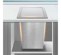 MYUYEE Kitchen countertop Built-in Trash can, Table top Swing lid Stainless Steel Polished dustbin, Hidden Trash cans at The Restaurant Toilet bar, Square Trash can for Hotel Home Of