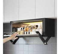 MYUYEE Kitchen Pull Down Cabinet Organizer, 2-Tier Wall Cabinet Storage, Clear Glass Door And Stainless Steel Handle, Space-Saving High Cabinet Finishing Rack,50Cm/19.7In,70C(70Cm)