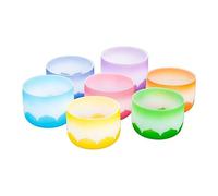MYUYEE Lotus Pattern Rainbow-Colored Crystal Singing Bowl Set, A-G Tone, 6-14 "Set, Handmade, Props, Drive Negative Energy, Balance The Body, Relieve Fatigue And Anxiety, Suitab(6-12 Inch+Bag)