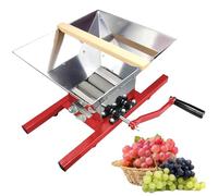 MYUYEE Manual Fruit Crusher - 7L Hand Crank Grape Grinder, Portable Fruit Scratter Pulper, Stainless Steel and Aluminum Alloy Juicer for Wine and Cider Pressing (Red)