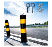 MYUYEE Metal Iron Safety Bollard Post, 20In Tall Reflective Parking Post With Hanging Ring, Driveway/Sidewalk/Garage Traffic Control Barriers Caution Cones, Easy To Install & Re(2 Piece-High)