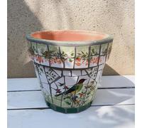 MYUYEE Mexican Pottery Flower Pot Painted Succulent Mini Plant Pots Planter Style Hand Painted Multicolor Indoor Outdoor Garden Flower Vase Succulent Planter For Home,A