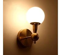 MYUYEE Minimalistic Wall Light E14 Socket Ball Glass Lampshade Brass Finish Metal Bracket Sconce Lighting Fixture Bedroom Simple Wall Lamp Compatible With Li