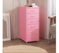 MYUYEE Mobile Metal Filing Cabinet With Lock & Wheels, Vertical Storage Unit, Under Desk Drawer, Portable Printer Stand, Office Solution For Home & Business Use, Secure Nization(Rosa-27.16X16X11Inch)