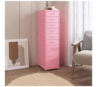 MYUYEE Mobile Metal Filing Cabinet With Lock & Wheels, Vertical Storage Unit, Under Desk Drawer, Portable Printer Stand, Office Solution For Home & Business Use, Secure Nization(Rosa-42.5X16X11Inch)