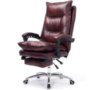 MYUYEE Modern Reclining Boss Office Chair With Leather Executive Lift Swivel And Comfortable Gaming Computer Chairs For Reception Study Bedroom Desk (Red)