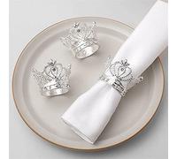 MYUYEE Napkin Ring 6/12Pcs Gold Silver Metal Rhinestone Napkin Rings Bow Buckles Serviette Holder For Hotel Wedding Party Banquet Table Decor (12Pcs Silver)