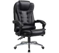 MYUYEE Office Armrest Chair Adjustable Executive Recliner Chair With Swivel, Tilt, And Height Adjustable Functions, Padded Leather Pc Gaming Desk Chair For Office And Computer W(Black-Pu Leather)