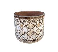 MYUYEE Outdoor Mexican Retro Painted Process Flower Pot Spain Round Plant Ceramic Planter Bonsai Floor-to-Ceiling Garden Decoration Creative Potted Flowerpot Plants,D-35.5 * 34.5cm