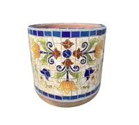 MYUYEE Outdoor Mexican Retro Painted Process Flower Pot Spain Round Plant Ceramic Planter Bonsai Floor-to-Ceiling Garden Decoration Creative Potted Flowerpot Plants,I-35.5 * 34.5cm