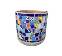 MYUYEE Outdoor Mexican Retro Painted Process Flower Pot Spain Round Plant Ceramic Planter Bonsai Floor-to-Ceiling Garden Decoration Creative Potted Flowerpot Plants,G-28 * 25cm