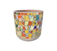 MYUYEE Outdoor Mexican Retro Painted Process Flower Pot Spain Round Plant Ceramic Planter Bonsai Floor-to-Ceiling Garden Decoration Creative Potted Flowerpot Plants,F-28 * 25cm