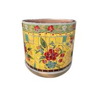 MYUYEE Outdoor Mexican Retro Painted Process Flower Pot Spain Round Plant Ceramic Planter Bonsai Floor-to-Ceiling Garden Decoration Creative Potted Flowerpot Plants,B-35.5 * 34.5cm