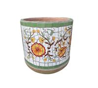 MYUYEE Outdoor Mexican Retro Painted Process Flower Pot Spain Round Plant Ceramic Planter Bonsai Floor-to-Ceiling Garden Decoration Creative Potted Flowerpot Plants,J-28 * 25cm