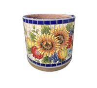 MYUYEE Outdoor Mexican Retro Painted Process Flower Pot Spain Round Plant Ceramic Planter Bonsai Floor-to-Ceiling Garden Decoration Creative Potted Flowerpot Plants,C-28 * 25cm