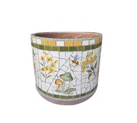 MYUYEE Outdoor Mexican Retro Painted Process Flower Pot Spain Round Plant Ceramic Planter Bonsai Floor-to-Ceiling Garden Decoration Creative Potted Flowerpot Plants,A-35.5 * 34.5cm