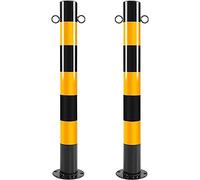 MYUYEE Parking Barriers Safety Bollard Post - Security Post With Reflective Band For Driveways And Traffic Delineation(Yellowandblack-4Pcs)